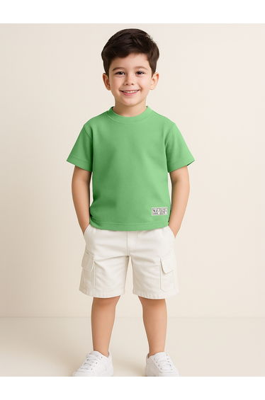 Boys Textured Knit Round Neck T-Shirt