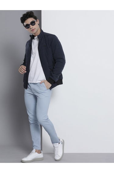 Men Blue Slim Fit Solid Chinos