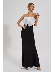 Paisleigh Black White-bow Mermaid Dress