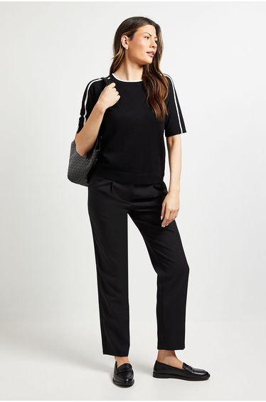 Striped Short Sleeve Knitted Top
