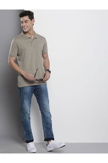 Men Slim Fit Solid Faded Jeans