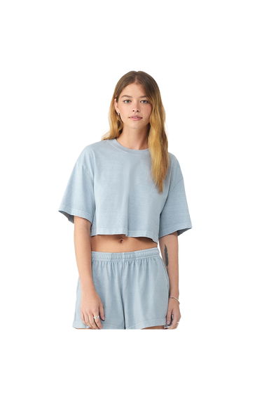 Bella + Canvas Womens/Ladies Heavyweight Crop T-Shirt - Washed Denim