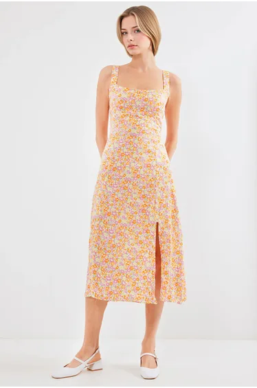 BDART Fitted Midi Dress with Square Collar and Slit