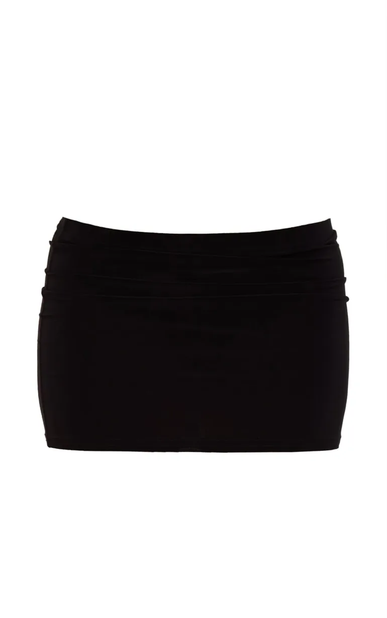 Petite Black Slinky Low Rise Micro Mini Skirt - 5