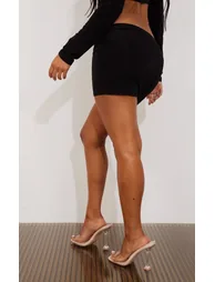 Petite Black Slinky Low Rise Micro Mini Skirt - 2