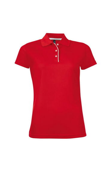 SOLS Womens/Ladies Performer Short Sleeve Pique Polo Shirt - Red