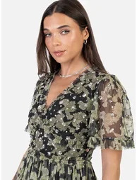 Anaya With Love Recycled Floral & Sequin V Neck Frill Maxi Dress - 1