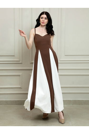 Color Block Strappy A-Line Maxi Dress