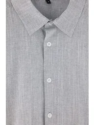 Gray Striped Cotton Regular Men's Shirt - 1