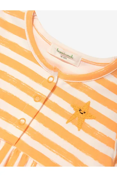 Girls Cari Striped Pocket Dress in Orange
