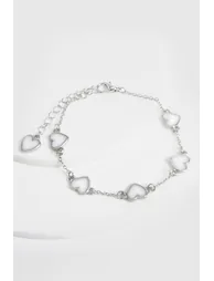 Enamel Scattered Silver Heart Bracelet - silver
