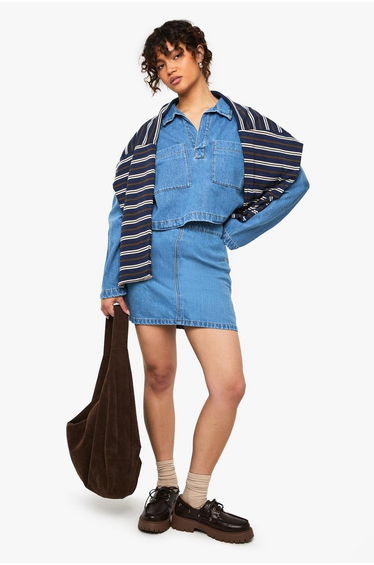 A-Line Denim Skirt - mid blue