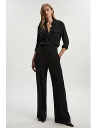 بنطلون ساتان بحافة واسعة - 1