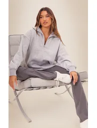 Grey Marl Zip Up Pocket Detail Sweatshirt