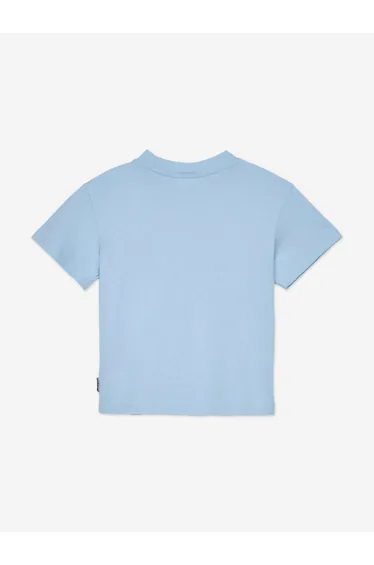 Palm Angels Boys Neck Logo Brushed T-Shirt in Blue