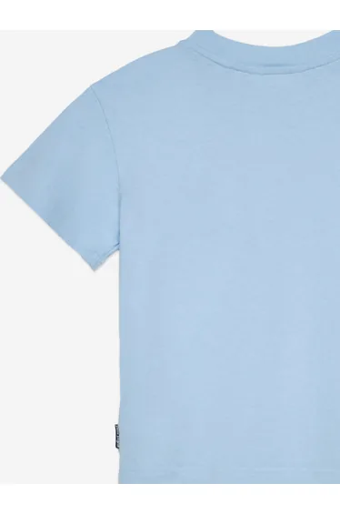 Palm Angels Boys Neck Logo Brushed T-Shirt in Blue