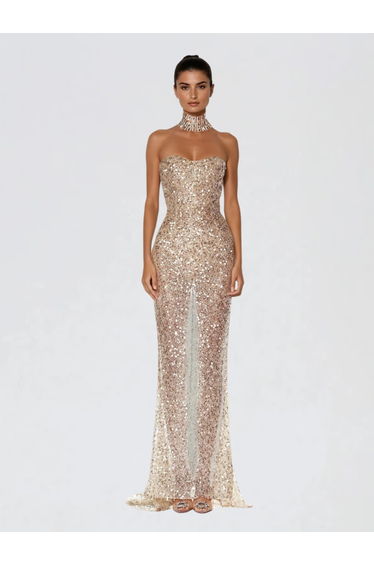 Telnar Strapless Sequin Maxi Dress