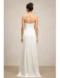 فستان ماكسي بكشكش بياقة V بأزهار بلا أكمام - 5