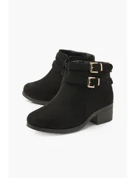 Wide Fit Two Buckle Block Heel Chelsea Boots - black - 2