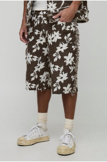 Tall Floral Tapestry Relaxed Fit Shorts - chocolate