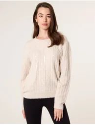 Round Neck Jumper With Sequin - 1