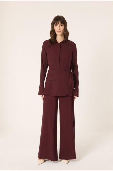 SHIRT AND TROUSER SET WITH BELT DESIGN