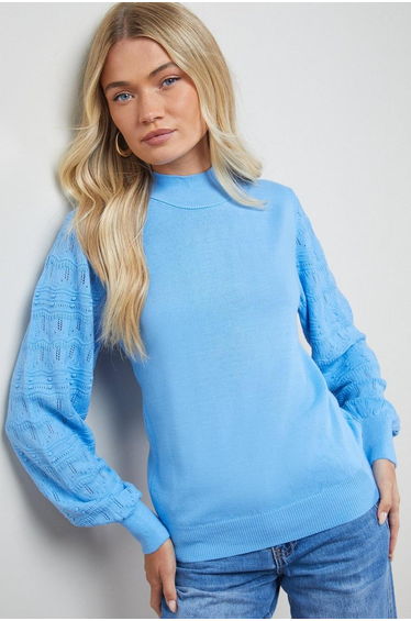 High Neck Stitchy Sleeve Jumper