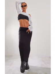Black Jersey Low Rise Maxi Skirt