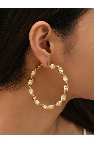 Gold Hoop Twisted Greek Key Earrings