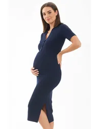 Maddy Knit Polo Maternity and Nursing Dress