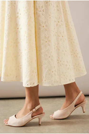 Good For The Sole: Wide Fit Evelyn Peep Toe Sling Back Heeled Sandals