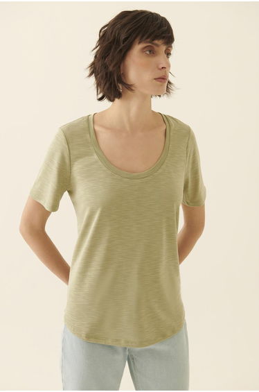 Billys Regular Fit U Neck Standard Size Light Khaki Color Women's T-Shirt