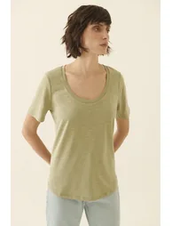 Billys Regular Fit U Neck Standard Size Light Khaki Color Women's T-Shirt