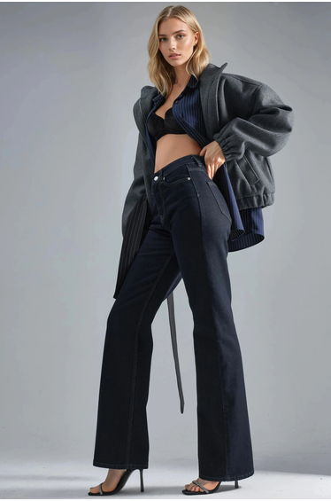 SQUALO High Waist Straight Leg Denim Jeans