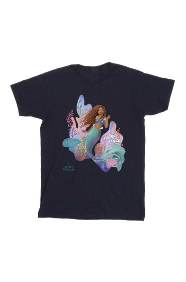 The Little Mermaid Girls Voice Cotton T-Shirt - Navy Blue