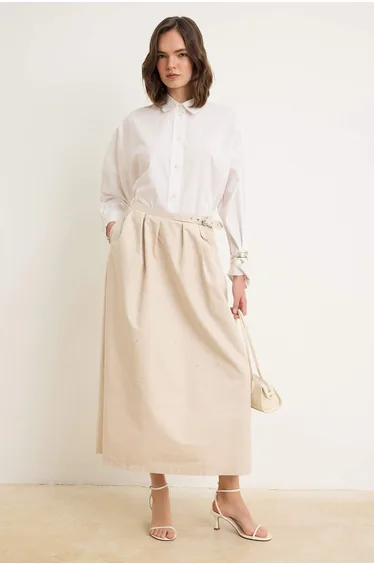 Beige Stone Long Skirt