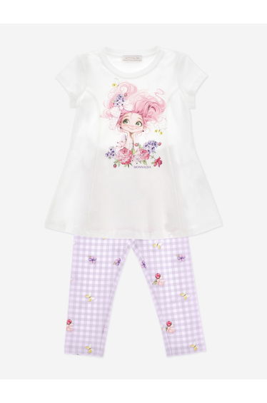 Monnalisa Girls Maxi T-Shirt and Leggings Set in Purple