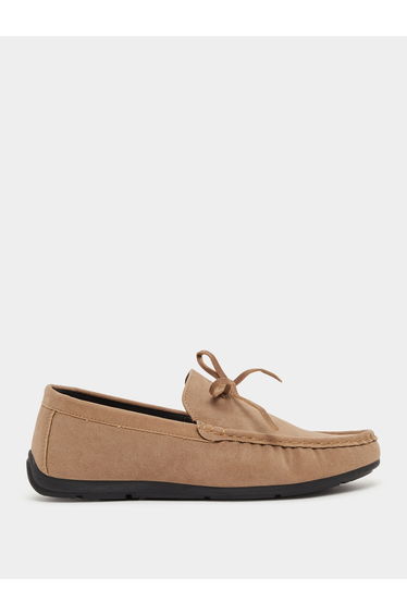 Textured Bow Accent Slip In Loafers