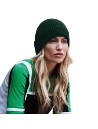 Beechfield Engineered Knit Ribbed Beanie - Bottle Green - 1