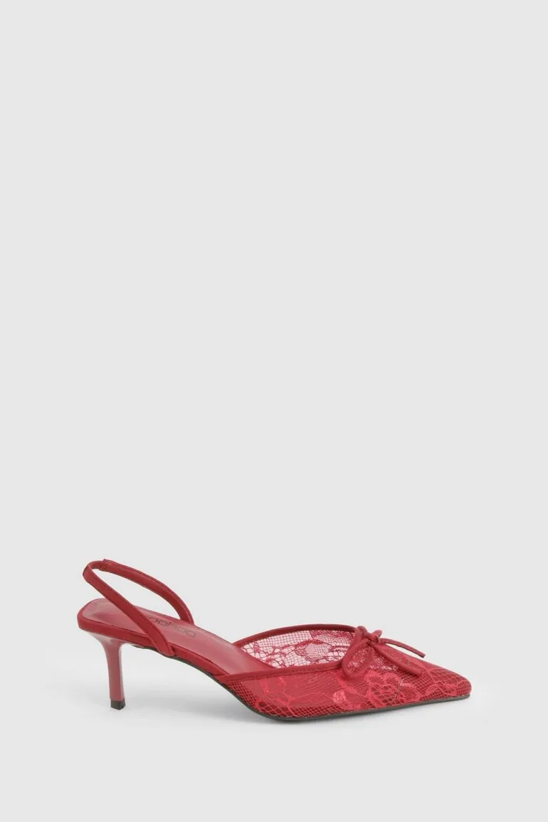 Lace Slingback Courts - burgundy - 2