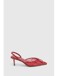 Lace Slingback Courts - burgundy - 2