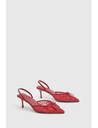 Lace Slingback Courts - burgundy - 1