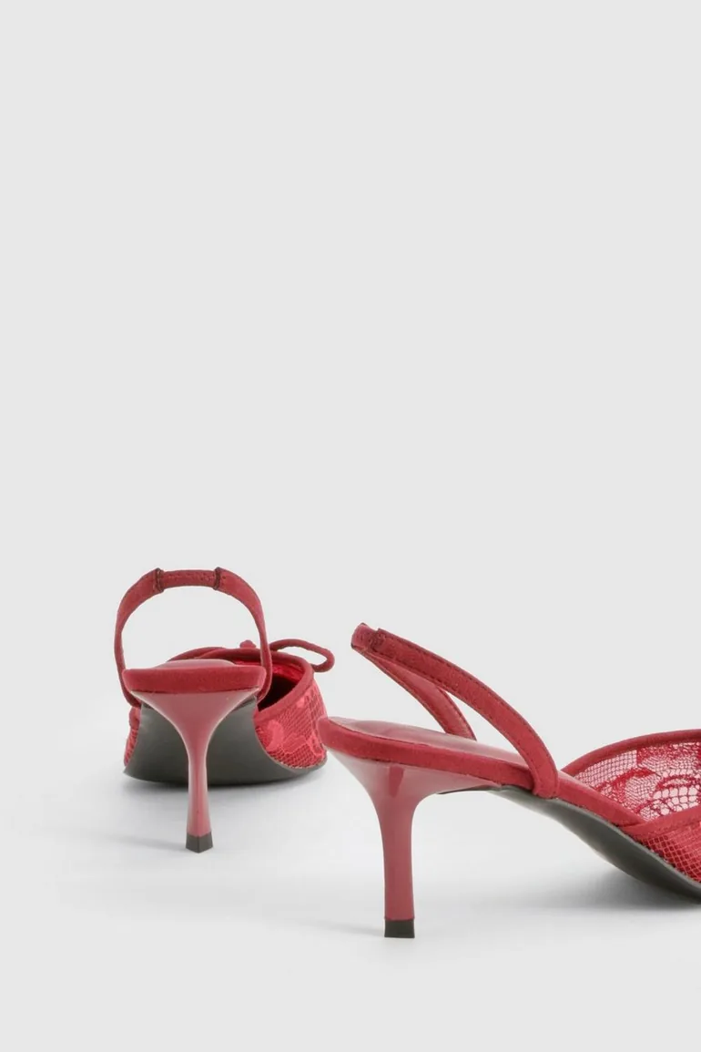 Lace Slingback Courts - burgundy - 3