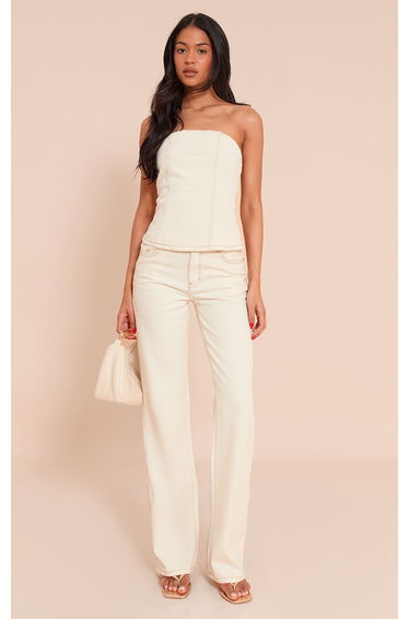 Tall Ecru Mid Rise Straight Leg Jeans