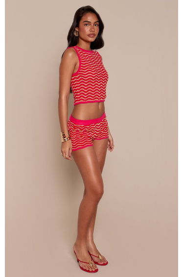 Pink Wave Stripe Knit Mini Short product thumbnail 2