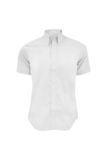 Kustom Kit Mens Short Sleeve Tailored Fit Premium Oxford Shirt - White