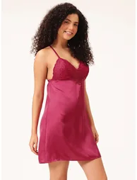 Satin Cross Strap Back Slip Dress - 1