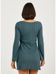 Jacquard Rib Lettuce Hem Nightdress - 3