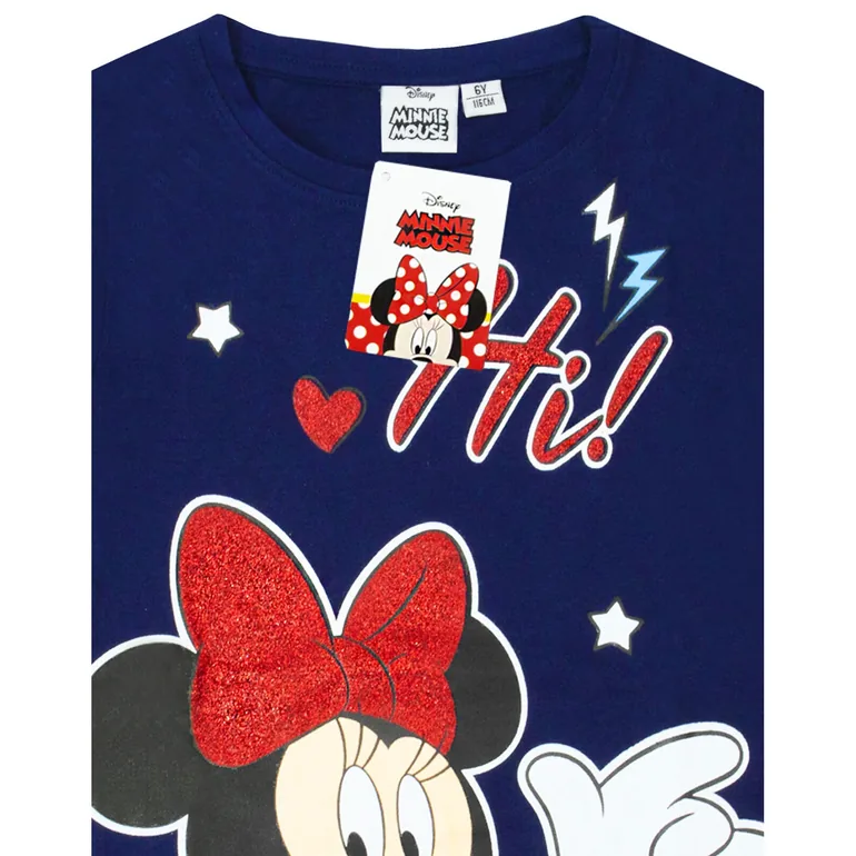Minnie Mouse Girls Hi Glitter T-Shirt - Navy - 3