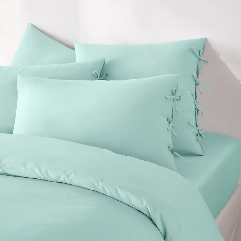 Scenario Plain Cotton Pillowcase with Tie Fastening - 3